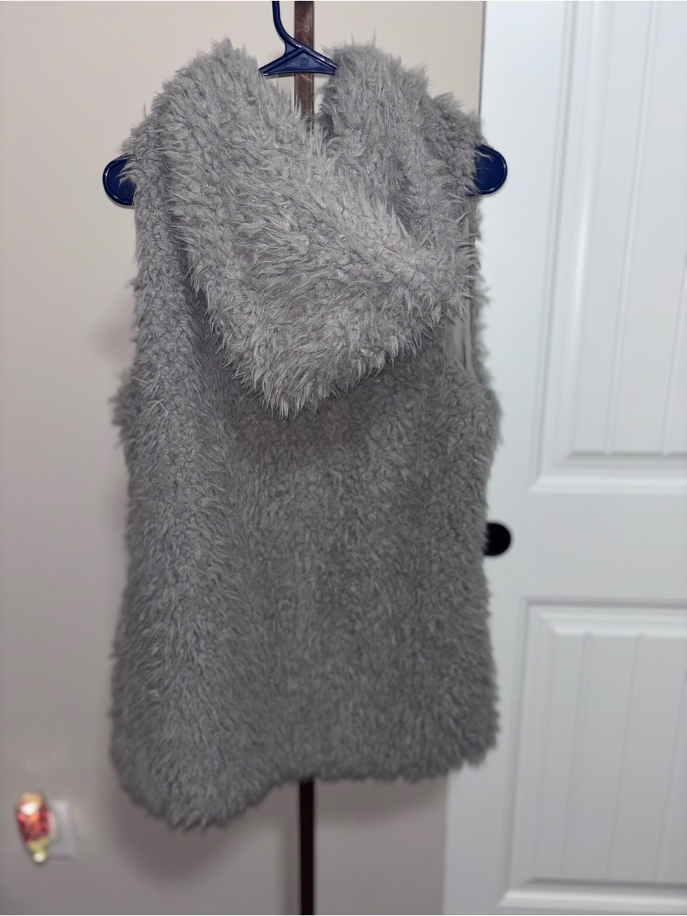 Gray Fuzzy Hooded Vest - Picture 2 of 2